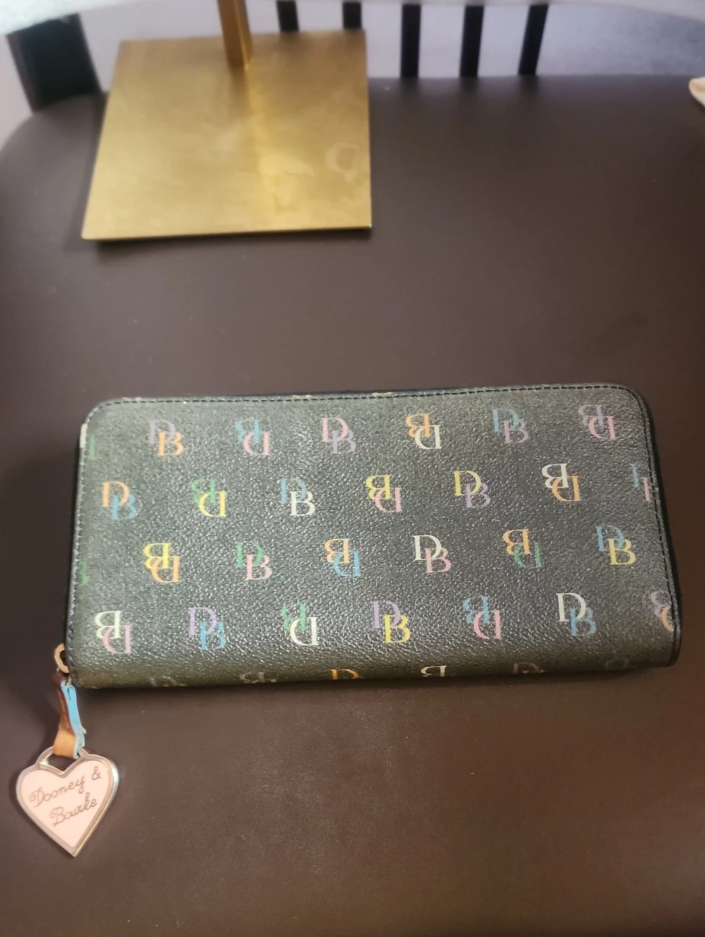 Dooney & Burke Continental Full Zip Wallet W/ Colored Zipper Call Outs